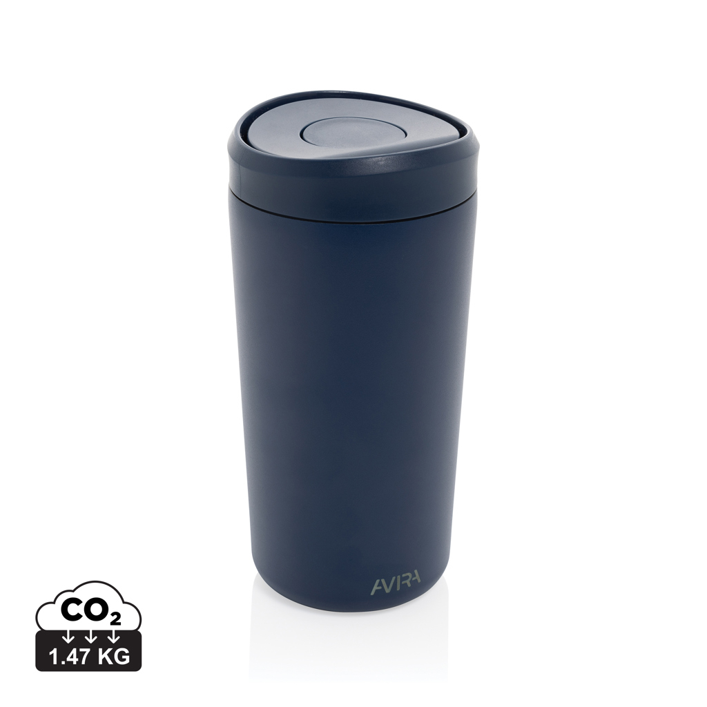 Mug en acier recyclé RCS 400ml à personnaliser Avira Alix Bleu marine